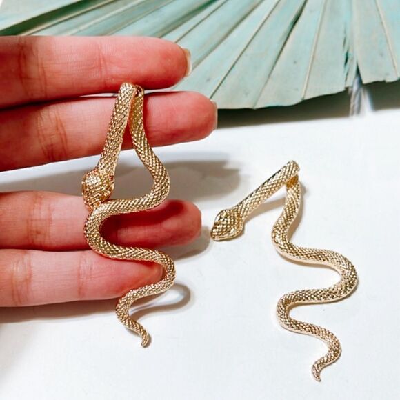 Gold snake earrings #215 - Picture 4 of 4